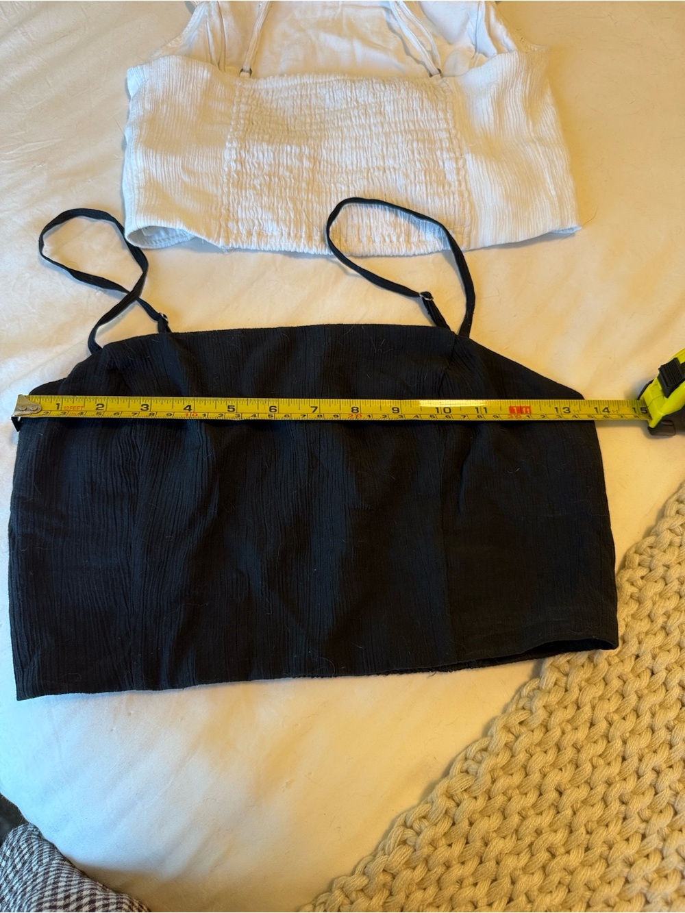 Abercrombie & Fitch Women’s crinkle Spaghetti Strap Crop Top - White and Black - Picture 5 of 5